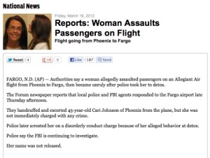 Woman assaults passenger