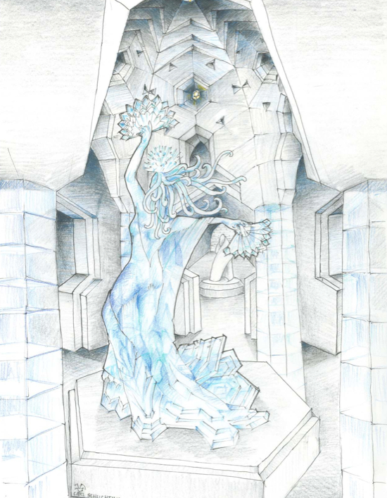 Ice sculpture in lobby